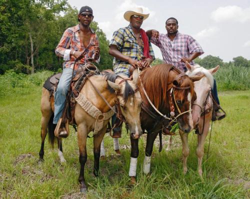 Black cowboys three men on horses on the Good Old Boy Trailride 2015