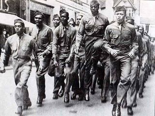 Buffalo soldiers stepping in France_ WW Two