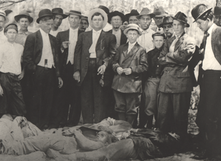 Intro-Photo-Some of the leading citizens of Newberry gather behind the bodies of the victims. The Dudley brothers are all in this image.