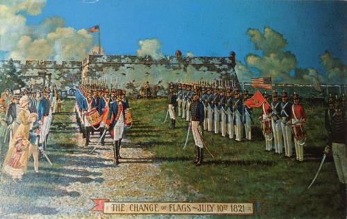 The Spanish leave Florida in 1821 as the new American government takes over. Almost all the free blacks in Florida left with the Spanish to escape being enslaved.
