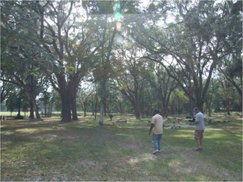 Visiting the Pleasant Plain Cemetery where some of the victims are buried. Filmmaker Issac Brown accompanied me.