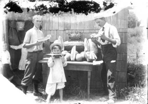 Whites eating watermelon